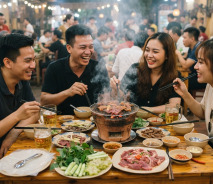 Nhóm bạn ăn bò tơ – gọi món theo từng đợt để thức ăn luôn nóng